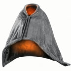 Hearthwrap heated poncho in grey with heating glow, front view