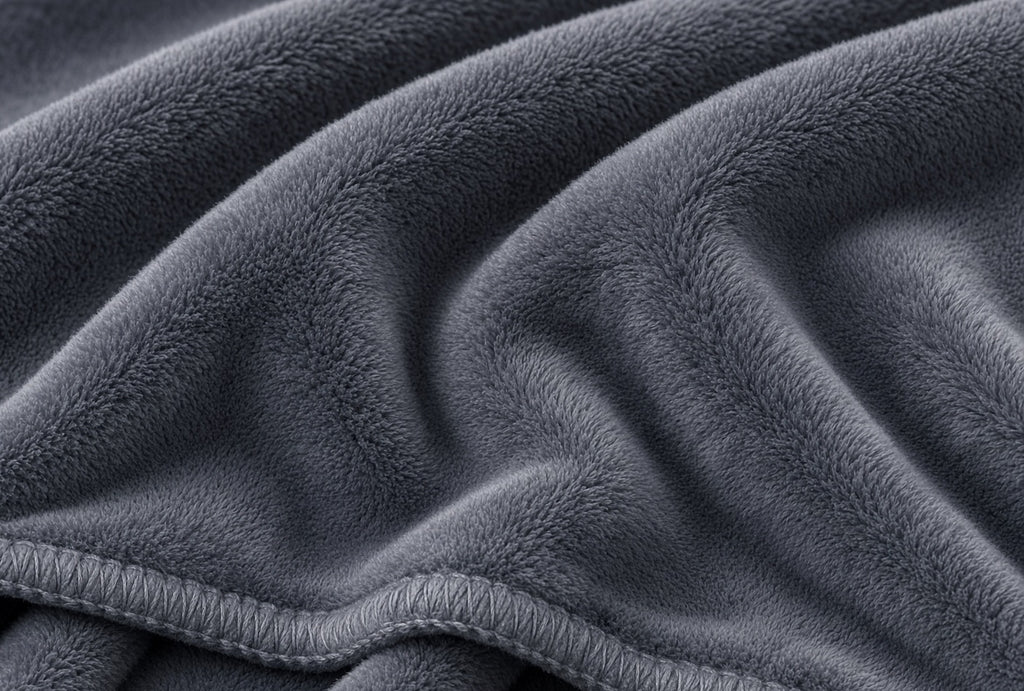 Close-up of the grey flannel fabric