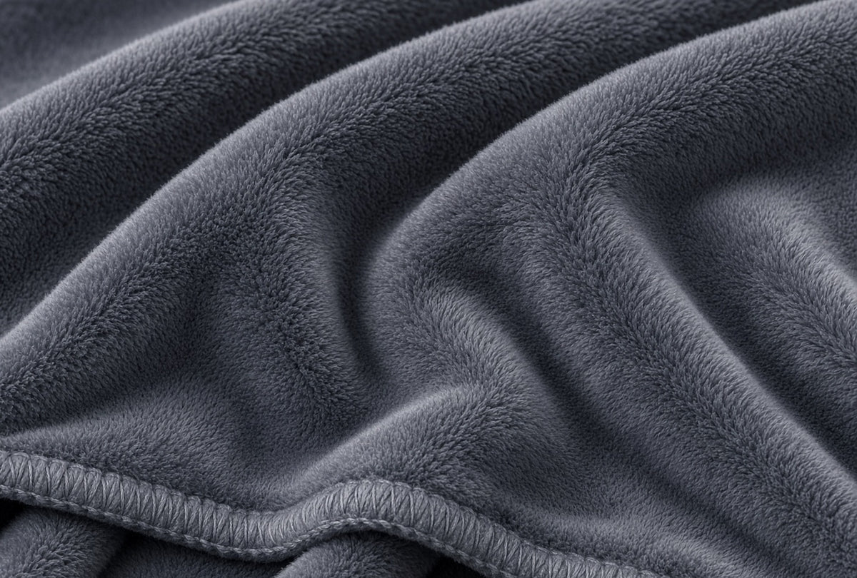 Close-up of the grey flannel fabric